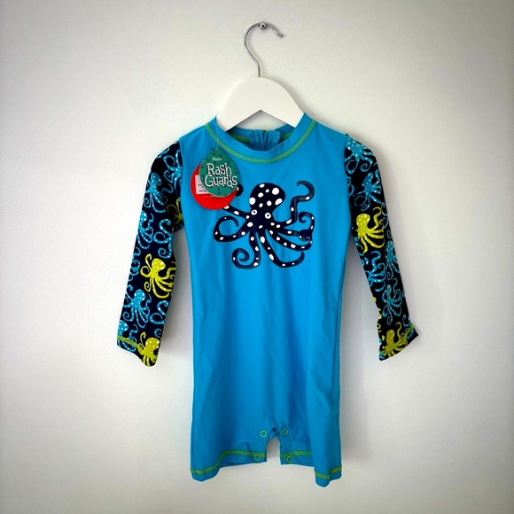 NWT Hatley Blue Octopus Baby Rash Guard - Picture 1 of 3